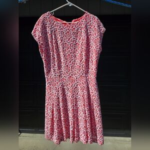 Pink and White Floral Lace Dress
